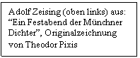 Text Box: Adolf Zeising (oben links) aus: Ein Festabend der Münchner Dichter, Originalzeichnung von Theodor Pixis